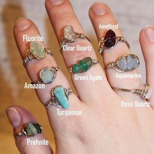 Gemstone crystal wire wrap ring - handmade!